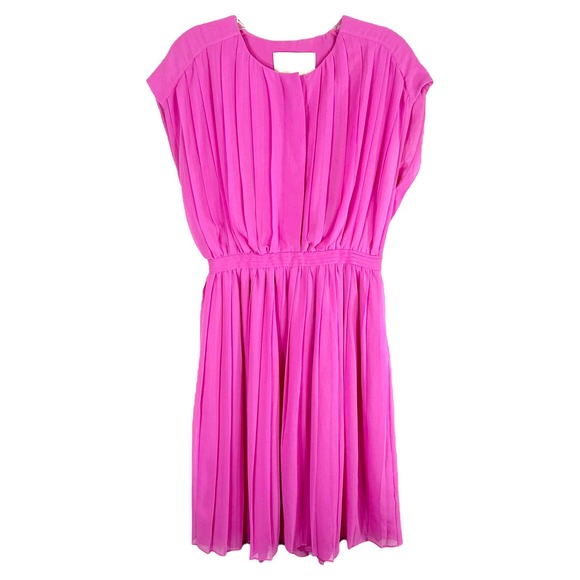 J Crew Size 0 Blouson Dress Wild Peony Pink Purple‎ Cap Sleeve Pleated 1340 - Picture 10 of 10